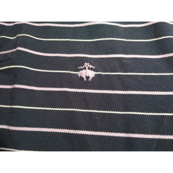 Brooks Brothers Performance Striped Polo Shirt Logo Men Blue Pink Medium - Picture 5 of 5